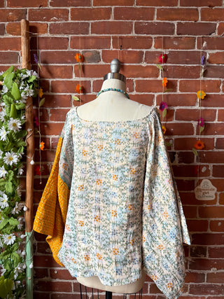 OOAK Summer Collection - Reversible Cosmic Drift Kantha Poncho Top - 2 Tops in 1