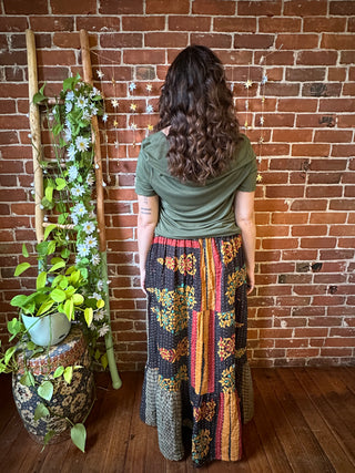 Autumn Breeze Kantha Tiered Skirt