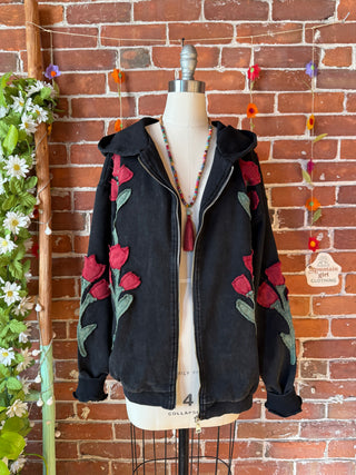 OOAK Autumn Collection Grateful Dead Inspired Artisan Bloom Floral Zip Up Hoodie
