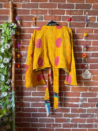 Plus Size Nova Kantha Reversible Bell Sleeve Wrap Top- 100% Cotton - Fair Trade Made