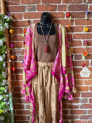 Plus Nova Upcycled Sari Cropped Wrap Top- 100% Silk- Fair Trade Made