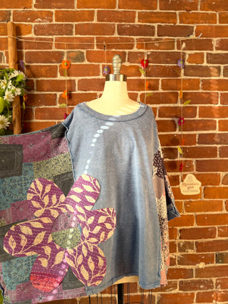 OOAK Autumn Collection - Upcycled Flower Patch Patchwork Poncho Style Top 🌼