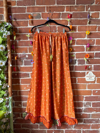 Festival Drift Wide Leg Recycled Sari Lounge Pants - Free Size - Fair Trade Made