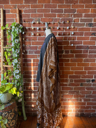 Stevie Silver Springs Hybrid Paisley Boho Print Hi Lo Poncho Top