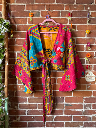 Nova Kantha Bell Sleeve Reversible Wrap Top - 100% Cotton - Fair Trade Made
