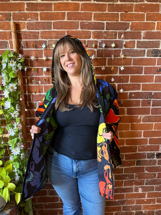 OOAK Autumn Collection - Upcycled Grateful Dead Inspired Mix Fabric Bell Sleeve Robe