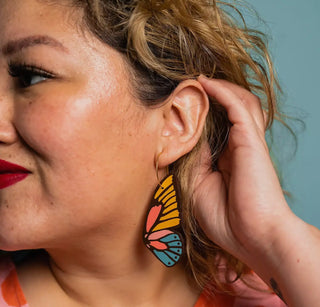 Hand Painted 70s Vibes Butterfly Wing Earrings