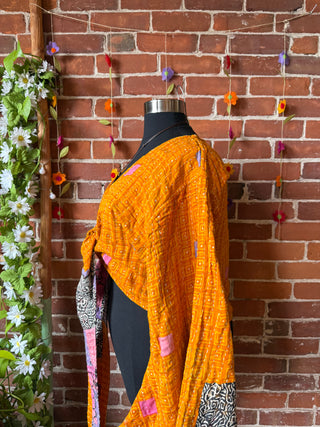 Plus Size Reversible Nova Kantha Bell Sleeve Wrap Top