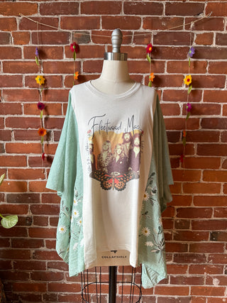 Fleetwood Mac Butterfly Inspired Sage Daisy Embroidered Poncho - LIMITED RELEASE