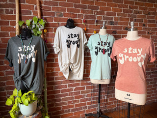 Stay Groovy Mineral Wash TShirt -Multiple Sizes/Colors Available