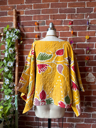 OOAK Summer Collection - Reversible Cosmic Drift Kantha Poncho Top - 2 Tops in 1