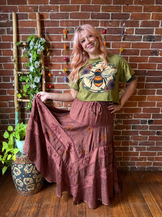Floral Stevie Mineral Wash Skirt Maxi Length - Multiple Colors Available - Fair Trade Made