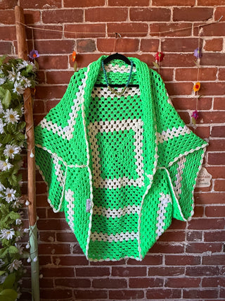 OOAK Autumn Collection- Vintage Crochet Granny Square Cocoon Shawl