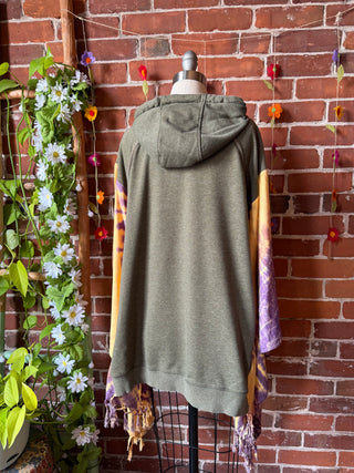 OOAK Autumn Collection- Upcycled Boho Tie Dye Stay Empowered Hoodie Poncho