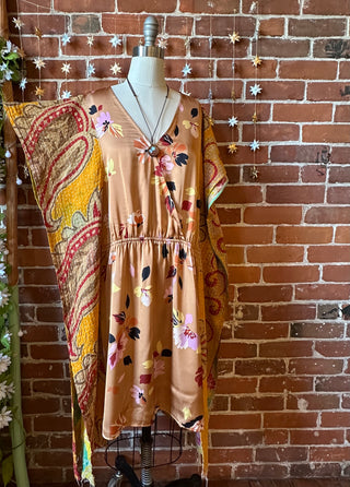 OOAK Autumn Collection - Upcycled Silky Kantha Poncho Tunic Top