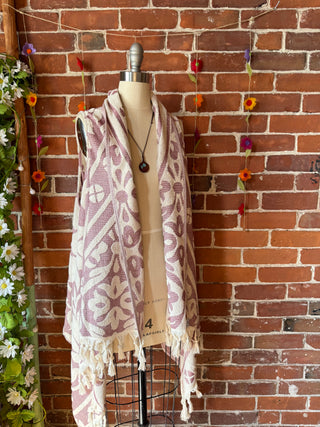 Pink Sky Fringe Duster Vest - 100% Cotton