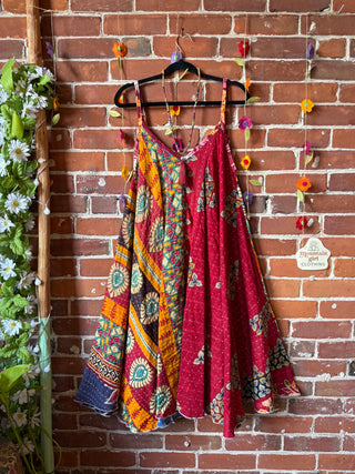 Coffee In The Morning Midi Kantha Summer Dress With Pockets - Fits up to 2X