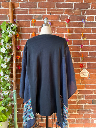 OOAK Autumn Collection- Upcycled Mac Miller Inspired Embroidered Poncho Tee