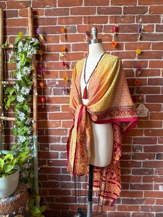 Summer Dreams 100% Silk Poncho Robe- Fair Trade Made