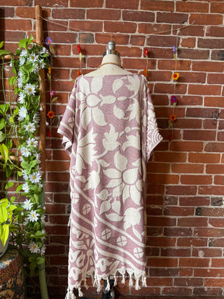 Pink Sky Fringe Hi Lo Poncho Tunic Top- 100% Cotton