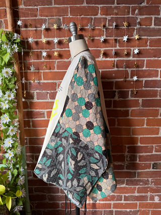 OOAK Winter Collection- Upcycled Billy Strings Highway Prayers Lyrics Kantha Poncho Top