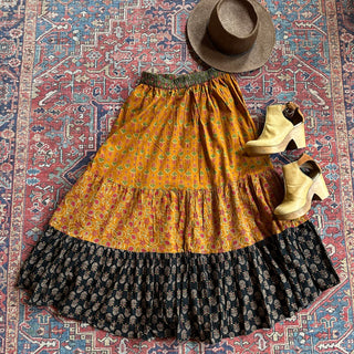 EmmyLou Earthones Patchwork Tiered Skirt