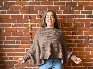 The Coffee Shop Poncho Sweater with Sleeves - Latte