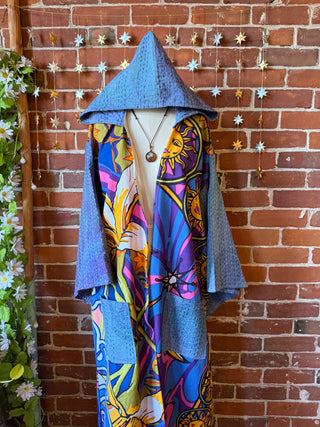 OOAK Autumn Collection - Upcycled Pearl Classic Rock Inspired Mix Fabric Bell Sleeve Robe