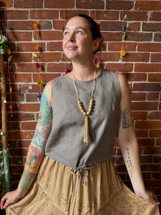 Easy Days 100% Linen Tie Front Tank Top - Made in Italy