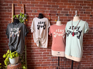 Stay Groovy Mineral Wash TShirt -Multiple Sizes/Colors Available