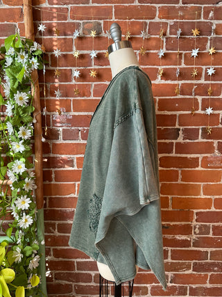 OOAK Winter Collection - Upcycled Kantha Peace Sign Patchwork Poncho Style Top 🌼