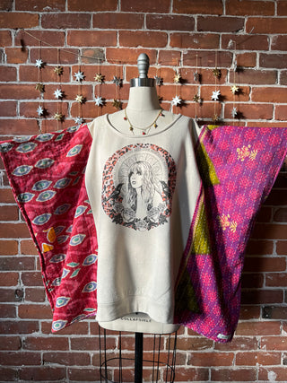 Upcycled Stevie Nicks Kantha Poncho Sweatshirt