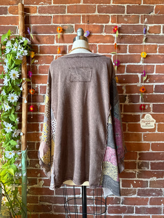OOAK Autumn Collection - Upcycled Grateful Dead Flower Patch Patchwork Poncho Style Top 🌼