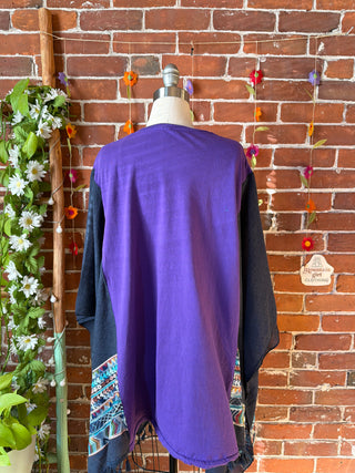 OOAK Autumn Collection- Upcycled Cardi B Inspired Embroidered Poncho Tee