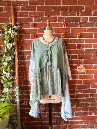 OOAK Autumn Collection- Upcycled Lace Babydoll Style Butterfly Hi Lo Poncho Top