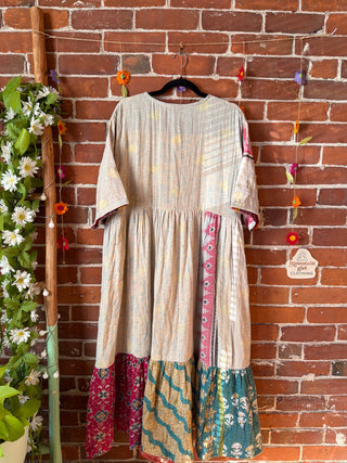 Coffee In The Morning Kantha Dress - Fits up to 3X - 100% Cotton- Fair Trade Made