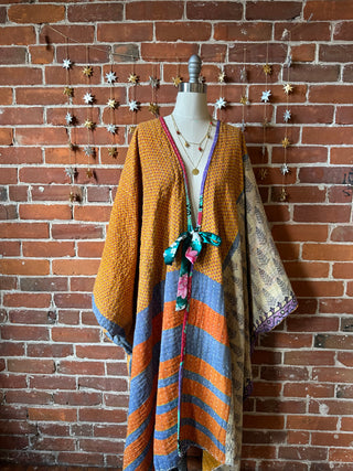 Reversible Stardust Kantha Ruana Jacket