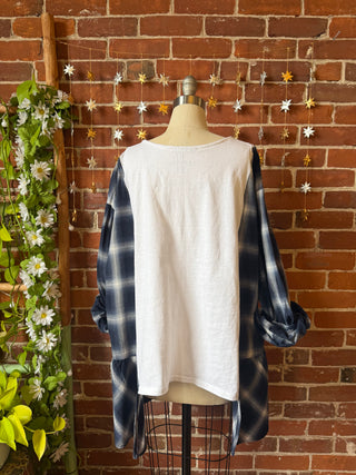 OOAK Winter Collection -  Size XL/2XL Upcycled Elvis Presley Inspired Plaid Hybrid Top