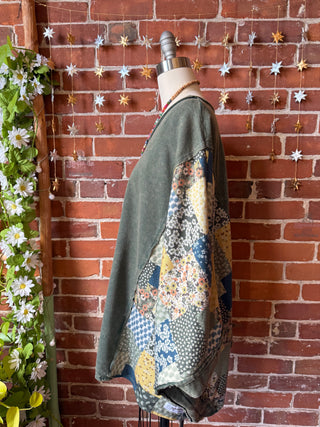 OOAK Winter Collection - Upcycled Kantha Flower Patch Patchwork Poncho Style Top 🌼