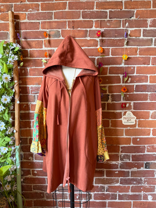 OOAK Summer Collection- Upcycled Luna Butterfly Patchwork Bell Sleeve Hoodie  - Size 1X