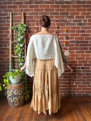 Meadow Mist Linen Poncho Top / Tunic Overlay Top - Made in Italy - Multiple Colors Available