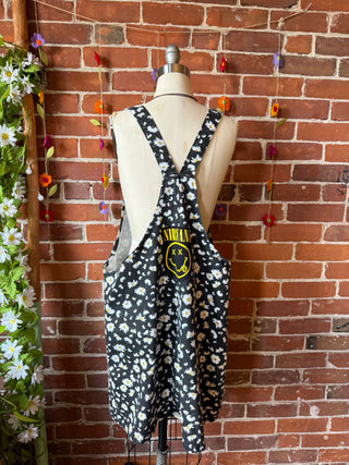 Sale - Size Large Upcycled Daisy Nirvana Overalls Dress