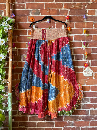 Coffee In The Morning Kantha Ruffle Wide Leg Lounge Pants - Fits up to 2X - Fair Trade Made
