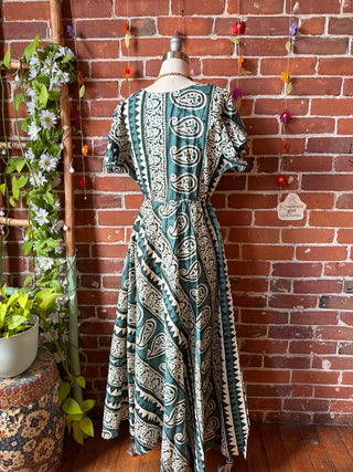 Size Small-Medium Meadow Mosaic 100% Cotton Short Sleeve Dress - Fair Trade Made