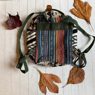 Bohemian Upcycled Patchwork Woven Mini Backpack