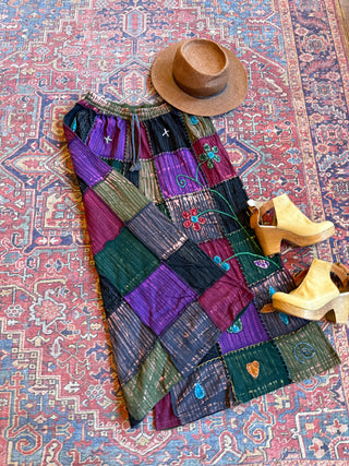 Embroidered Patchwork Bohemian Spring Wide Leg Lounge Pants - 100% Cotton