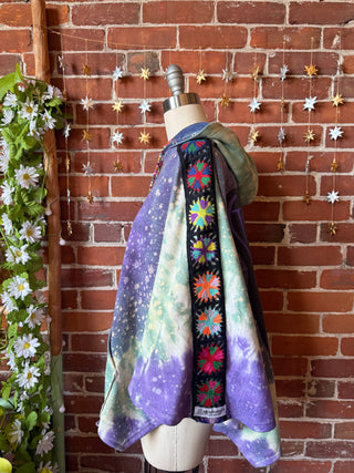 OOAK Winter Collection- Stevie Silver Springs Tie Dye Granny Square Hoodie Poncho