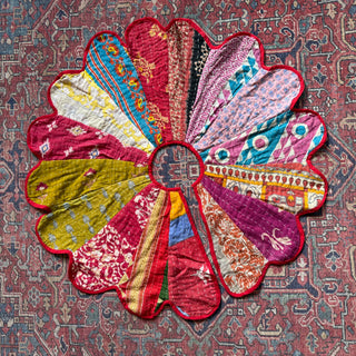 Mystery Recycled Kantha Patchwork Sari Tree Skirt