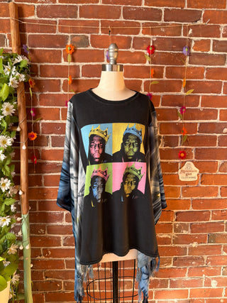OOAK Autumn Collection- Upcycled Notorious BIG Inspired Tie Dye Poncho Tee