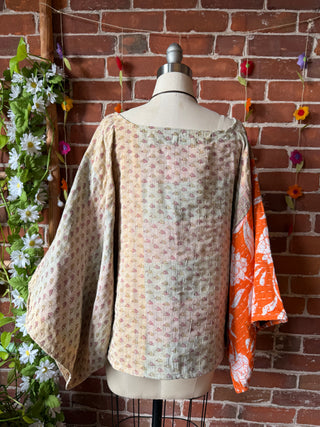 Cosmic Drift Reversible Kantha Poncho Top